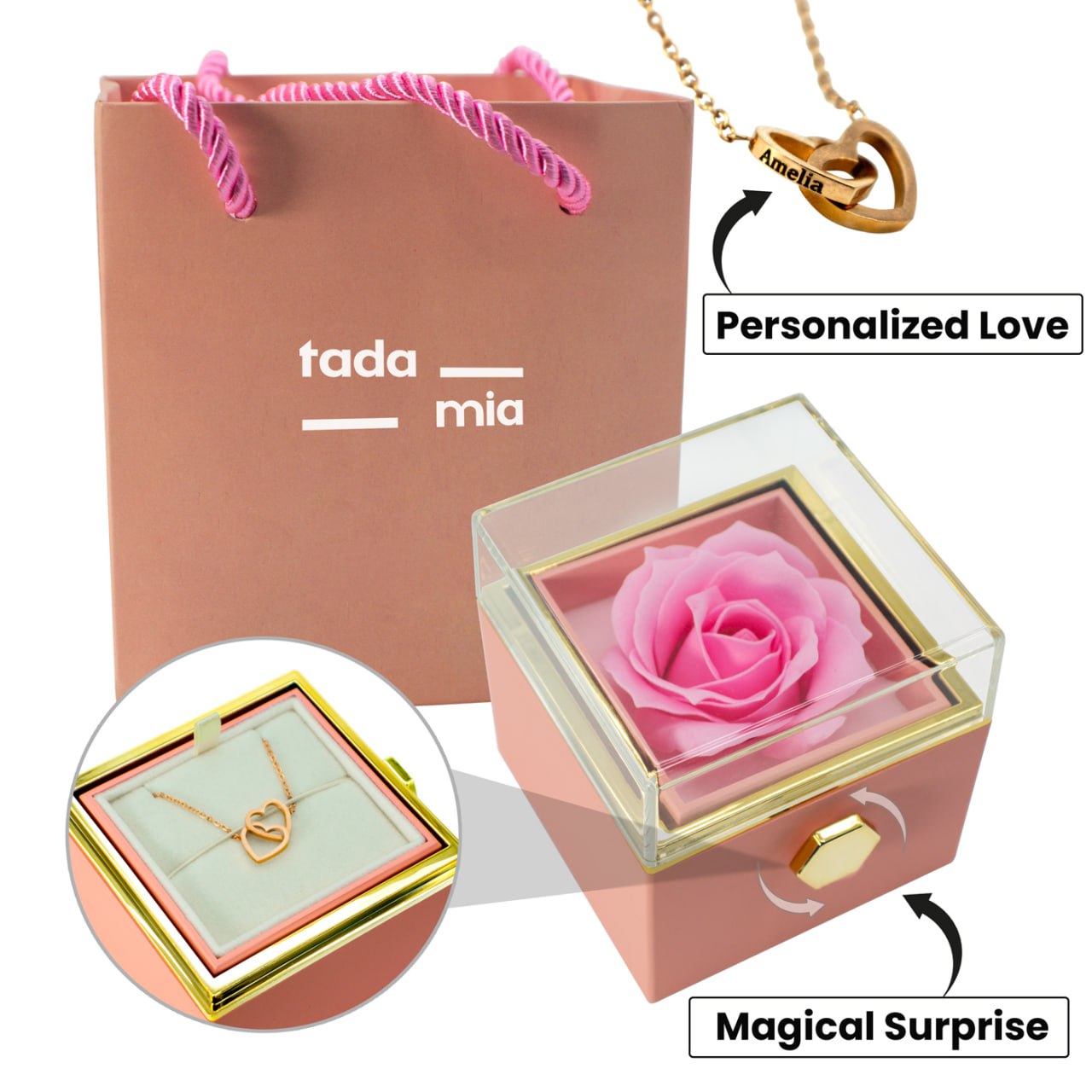 Eternity S Engraved Bloom Personalized Necklace Eternal Rose Box